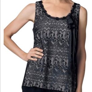 CAbi Emily Black Lace Overlay Tank Top, Style 552